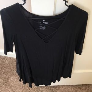 3/4 length criss cross top